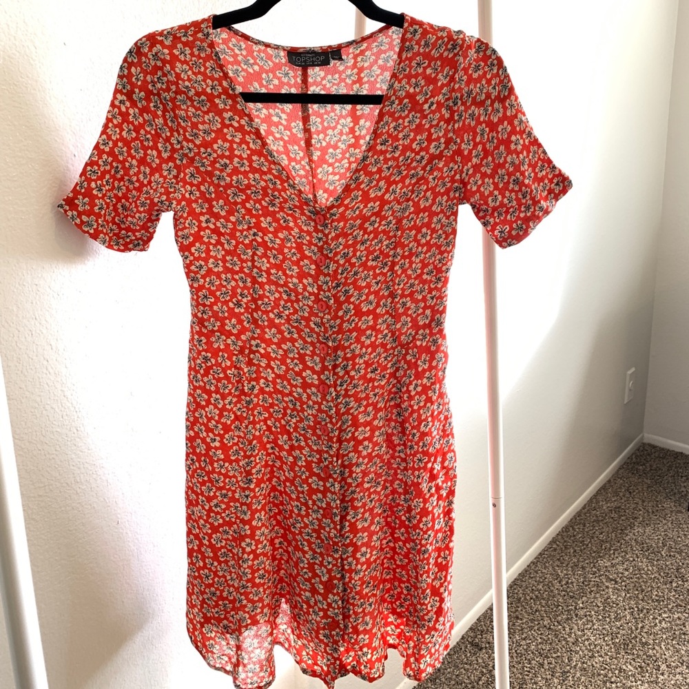 Topshop Maternity red floral dress